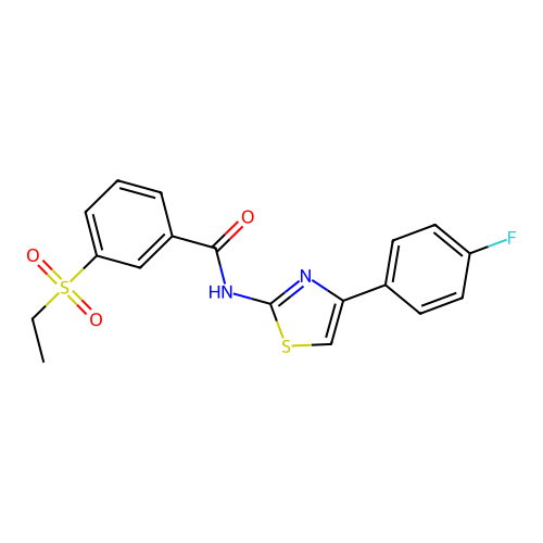 3-(ethylsulfonyl)-N-(4-(4-fluorophenyl)thiazol-2-yl)benzamide structure