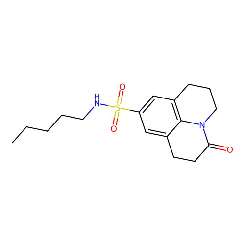 3-oxo-N-pentyl-1,2,3,5,6,7-hexahydropyrido[3,2,1-ij]quinoline-9-sulfonamide structure