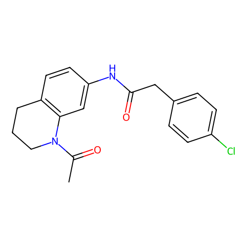N-(1-acetyl-3,4-dihydro-2H-quinolin-7-yl)-2-(4-chlorophenyl)acetamide structure