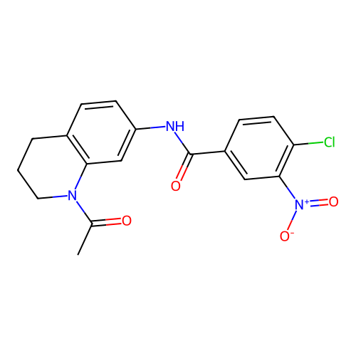N-(1-acetyl-1,2,3,4-tetrahydroquinolin-7-yl)-4-chloro-3-nitrobenzamide structure