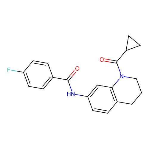 N-[1-(cyclopropanecarbonyl)-3,4-dihydro-2H-quinolin-7-yl]-4-fluorobenzamide structure
