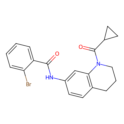 2-bromo-N-[1-(cyclopropanecarbonyl)-3,4-dihydro-2H-quinolin-7-yl]benzamide structure