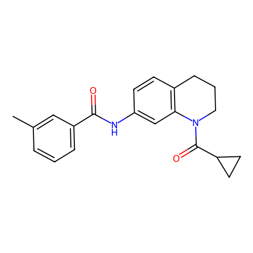 N-[1-(cyclopropanecarbonyl)-3,4-dihydro-2H-quinolin-7-yl]-3-methylbenzamide structure