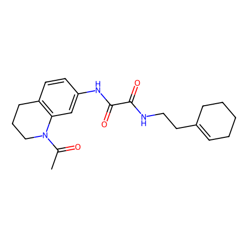 N'-(1-acetyl-3,4-dihydro-2H-quinolin-7-yl)-N-[2-(cyclohexen-1-yl)ethyl]oxamide structure