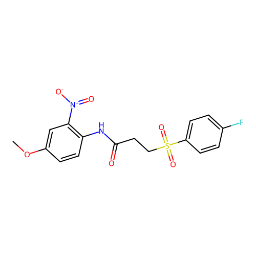 3-(4-fluorophenyl)sulfonyl-N-(4-methoxy-2-nitrophenyl)propanamide structure