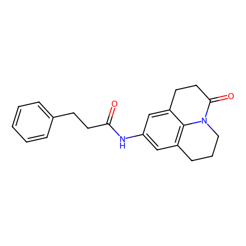 N-(3-oxo-1,2,3,5,6,7-hexahydropyrido[3,2,1-ij]quinolin-9-yl)-3-phenylpropanamide structure