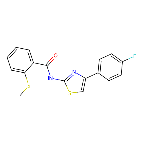 N-(4-(4-fluorophenyl)thiazol-2-yl)-2-(methylthio)benzamide structure