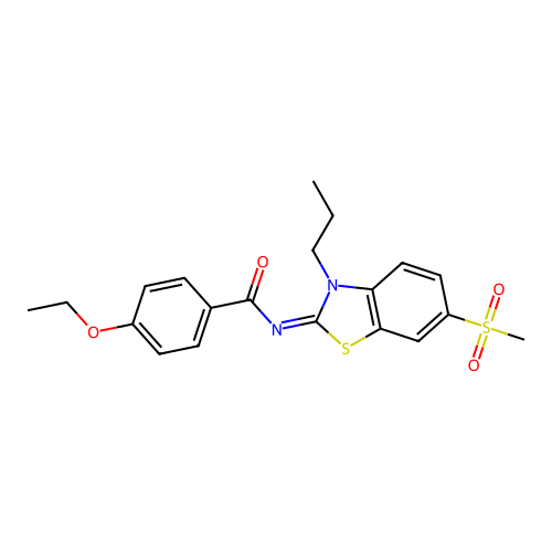 4-ethoxy-N-(6-methylsulfonyl-3-propyl-1,3-benzothiazol-2-ylidene)benzamide structure