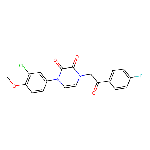 1-(3-Chloro-4-methoxyphenyl)-4-[2-(4-fluorophenyl)-2-oxoethyl]pyrazine-2,3-dione structure