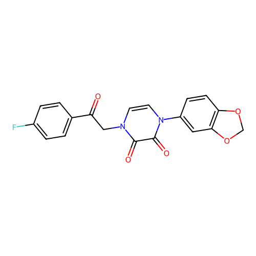 1-(1,3-Benzodioxol-5-yl)-4-[2-(4-fluorophenyl)-2-oxoethyl]pyrazine-2,3-dione structure