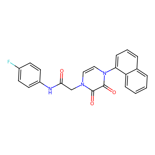 N-(4-fluorophenyl)-2-(4-naphthalen-1-yl-2,3-dioxopyrazin-1-yl)acetamide structure