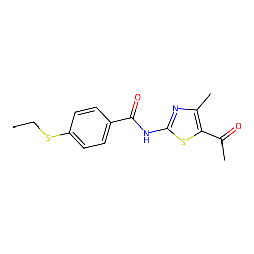N-(5-acetyl-4-methylthiazol-2-yl)-4-(ethylthio)benzamide structure