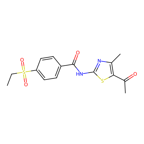 N-(5-acetyl-4-methylthiazol-2-yl)-4-(ethylsulfonyl)benzamide structure