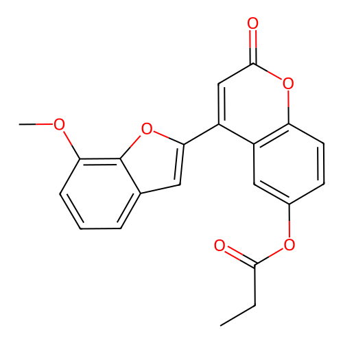 4-(7-methoxy-1-benzofuran-2-yl)-2-oxo-2H-chromen-6-yl propanoate structure