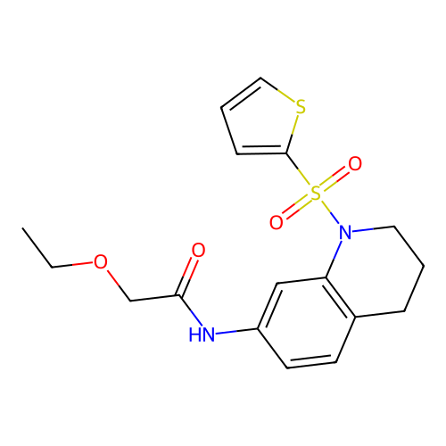 2-ethoxy-N-(1-thiophen-2-ylsulfonyl-3,4-dihydro-2H-quinolin-7-yl)acetamide structure