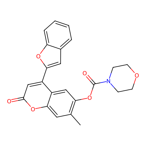 4-(1-benzofuran-2-yl)-7-methyl-2-oxo-2H-chromen-6-yl morpholine-4-carboxylate structure