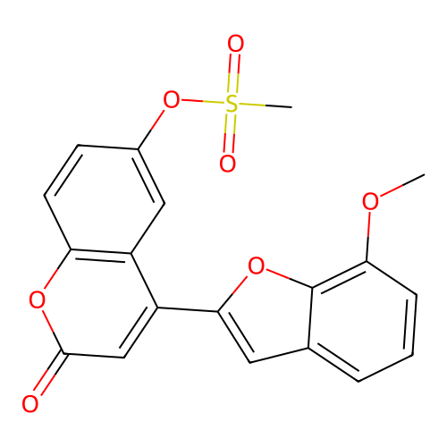 4-(7-methoxy-1-benzofuran-2-yl)-2-oxo-2H-chromen-6-yl methanesulfonate structure