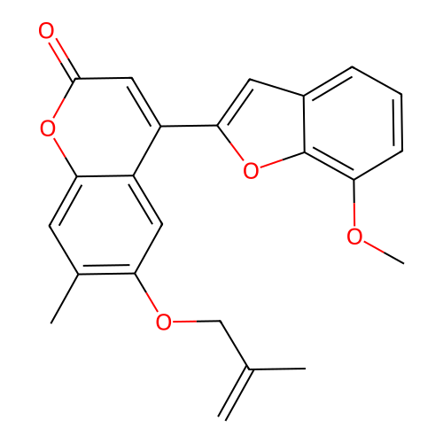 4-(7-methoxy-1-benzofuran-2-yl)-7-methyl-6-[(2-methylprop-2-en-1-yl)oxy]-2H-chromen-2-one structure