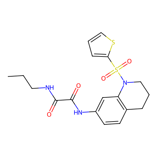 N-propyl-N'-(1-thiophen-2-ylsulfonyl-3,4-dihydro-2H-quinolin-7-yl)oxamide structure