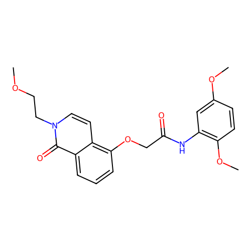 N-(2,5-dimethoxyphenyl)-2-{[2-(2-methoxyethyl)-1-oxo-1,2-dihydroisoquinolin-5-yl]oxy}acetamide structure