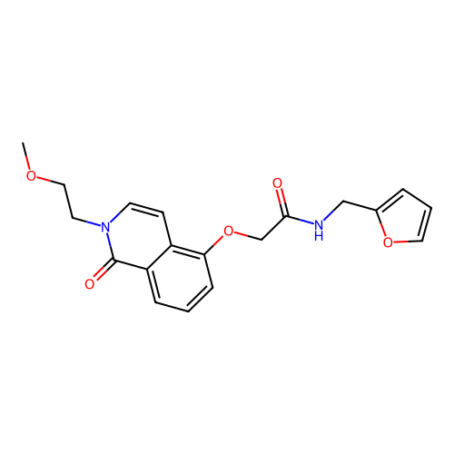 N-(furan-2-ylmethyl)-2-[2-(2-methoxyethyl)-1-oxoisoquinolin-5-yl]oxyacetamide structure