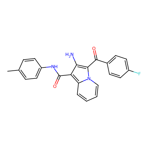 2-amino-3-(4-fluorobenzoyl)-N-(4-methylphenyl)indolizine-1-carboxamide structure