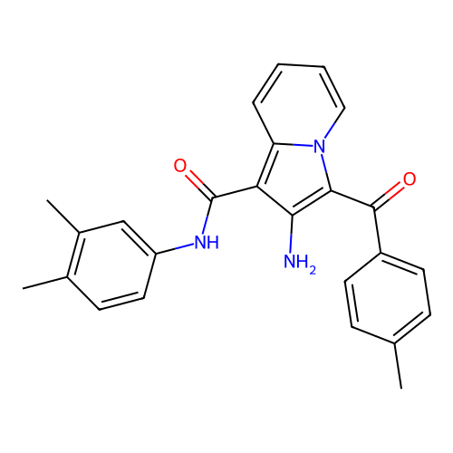 2-amino-N-(3,4-dimethylphenyl)-3-(4-methylbenzoyl)indolizine-1-carboxamide structure