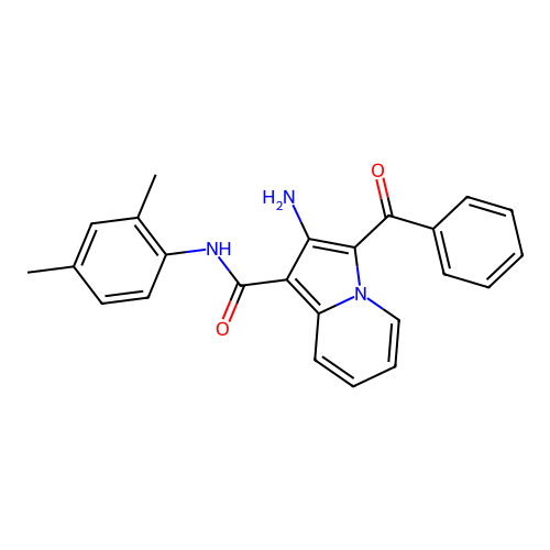 2-amino-3-benzoyl-N-(2,4-dimethylphenyl)indolizine-1-carboxamide structure