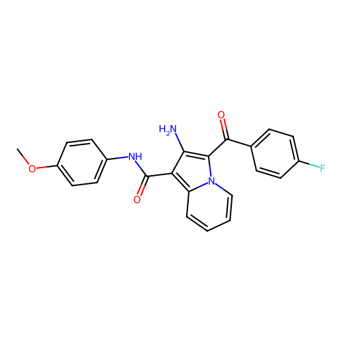 2-amino-3-(4-fluorobenzoyl)-N-(4-methoxyphenyl)indolizine-1-carboxamide structure