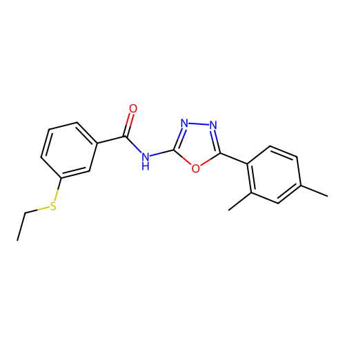 N-[5-(2,4-dimethylphenyl)-1,3,4-oxadiazol-2-yl]-3-ethylsulfanylbenzamide structure