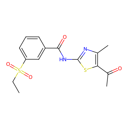 N-(5-acetyl-4-methylthiazol-2-yl)-3-(ethylsulfonyl)benzamide structure