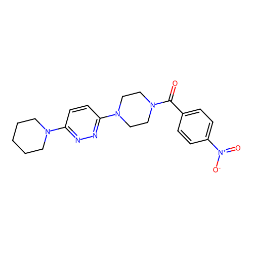(4-Nitrophenyl)(4-(6-(piperidin-1-yl)pyridazin-3-yl)piperazin-1-yl)methanone structure