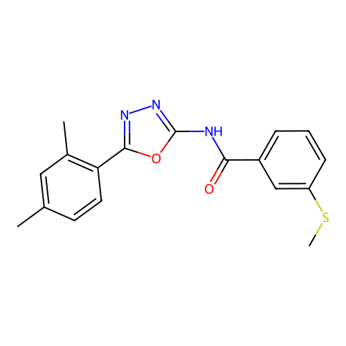 N-[5-(2,4-dimethylphenyl)-1,3,4-oxadiazol-2-yl]-3-methylsulfanylbenzamide structure