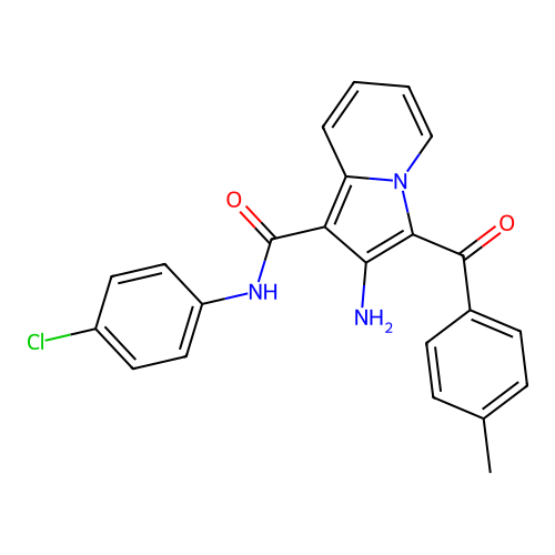2-amino-N-(4-chlorophenyl)-3-(4-methylbenzoyl)indolizine-1-carboxamide structure