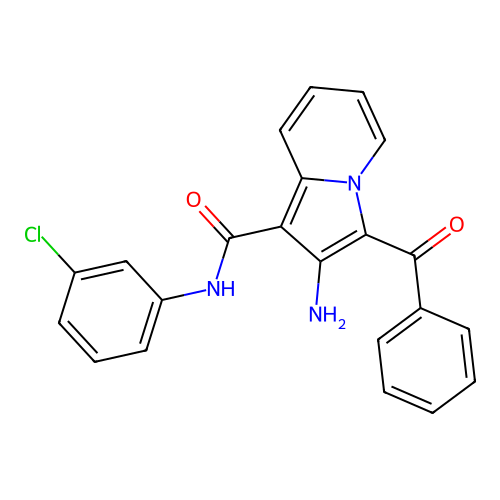 2-amino-3-benzoyl-N-(3-chlorophenyl)indolizine-1-carboxamide structure
