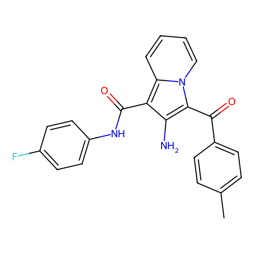 2-amino-N-(4-fluorophenyl)-3-(4-methylbenzoyl)indolizine-1-carboxamide structure
