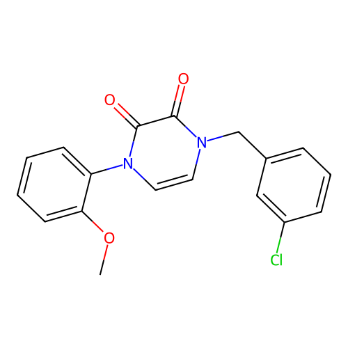 1-[(3-Chlorophenyl)methyl]-4-(2-methoxyphenyl)pyrazine-2,3-dione structure