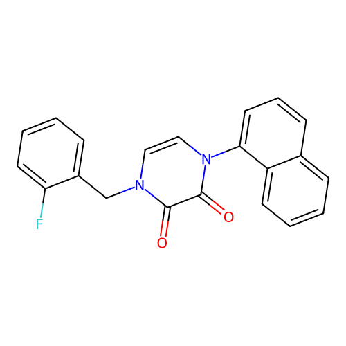1-[(2-Fluorophenyl)methyl]-4-naphthalen-1-ylpyrazine-2,3-dione structure
