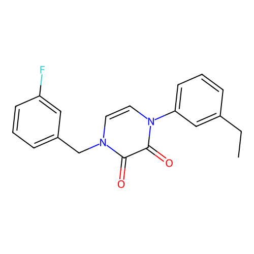 1-(3-Ethylphenyl)-4-[(3-fluorophenyl)methyl]pyrazine-2,3-dione structure