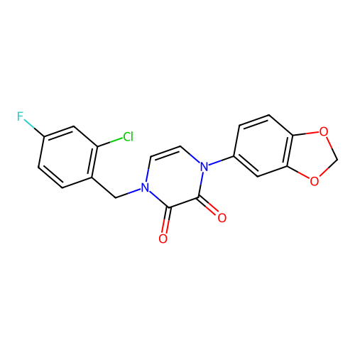 1-(1,3-Benzodioxol-5-yl)-4-[(2-chloro-4-fluorophenyl)methyl]pyrazine-2,3-dione structure