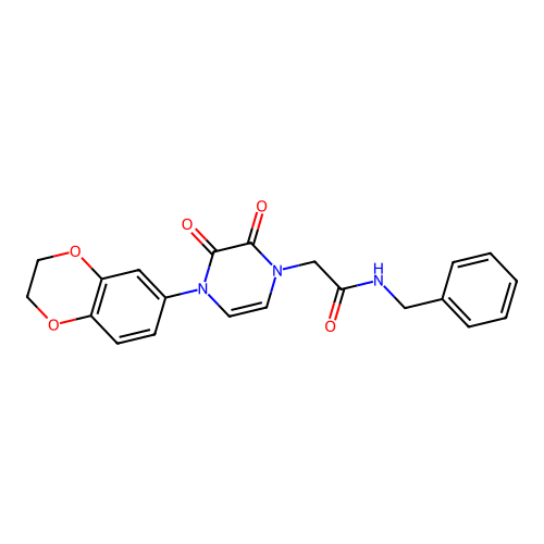 N-benzyl-2-[4-(2,3-dihydro-1,4-benzodioxin-6-yl)-2,3-dioxopyrazin-1-yl]acetamide structure