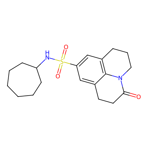 N-cycloheptyl-3-oxo-1,2,3,5,6,7-hexahydropyrido[3,2,1-ij]quinoline-9-sulfonamide structure