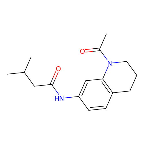 N-(1-acetyl-3,4-dihydro-2H-quinolin-7-yl)-3-methylbutanamide structure