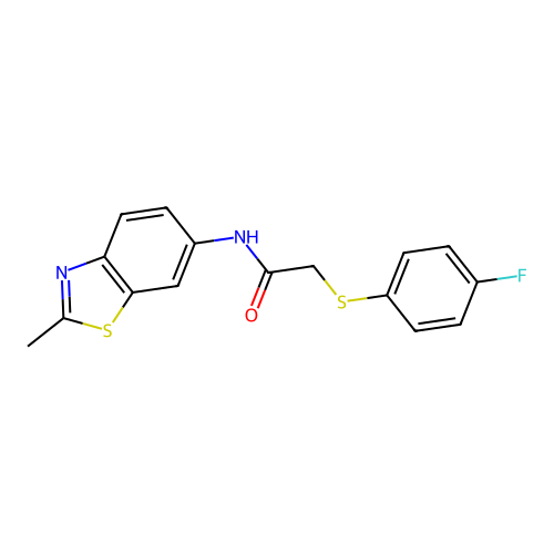 2-((4-fluorophenyl)thio)-N-(2-methylbenzo[d]thiazol-6-yl)acetamide structure