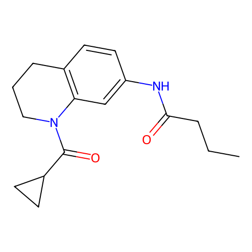 N-(1-(cyclopropanecarbonyl)-1,2,3,4-tetrahydroquinolin-7-yl)butyramide structure