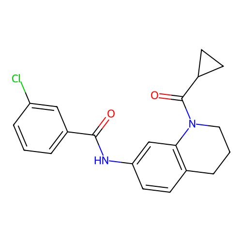 3-chloro-N-[1-(cyclopropanecarbonyl)-3,4-dihydro-2H-quinolin-7-yl]benzamide structure