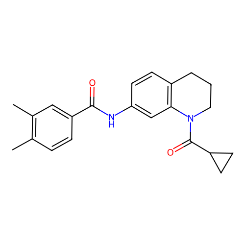 N-[1-(cyclopropanecarbonyl)-3,4-dihydro-2H-quinolin-7-yl]-3,4-dimethylbenzamide structure