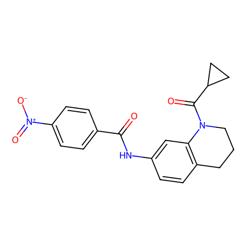N-[1-(cyclopropanecarbonyl)-3,4-dihydro-2H-quinolin-7-yl]-4-nitrobenzamide structure