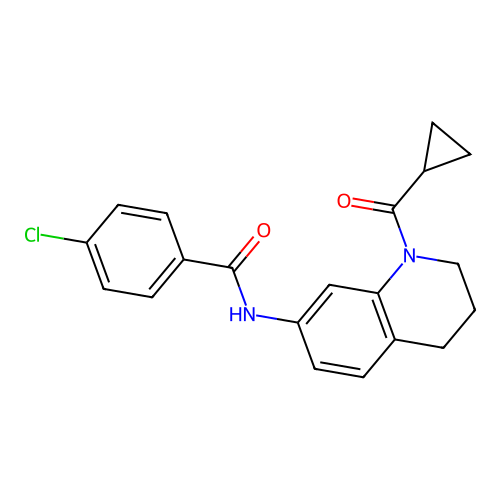 4-chloro-N-[1-(cyclopropanecarbonyl)-3,4-dihydro-2H-quinolin-7-yl]benzamide structure