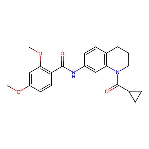 N-[1-(cyclopropanecarbonyl)-3,4-dihydro-2H-quinolin-7-yl]-2,4-dimethoxybenzamide structure